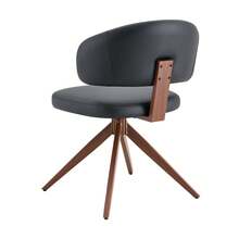 Modern Rotating Chair Black PU 360° Office Living Room - Black - View 8