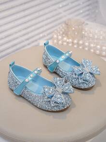 Girls' Summer Princess Flat Shoes With Bow Design, Versatile Daily School Shoes For Toddlers, Little Kids And Big Kids - Blue - View 2