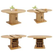 Extendable Dining Table With Storage, Multifunctional Table With Removable Shelves, Space-Saving Kitchen Table For Small Rooms And Dining Rooms, MDF Tabletop, Natural Brown. - 棕色 - 查看 8