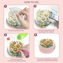 2pcs Diamond Painting Kit With Zipper Jewelry Box, Floral Pattern, Canvas Material, Partial Mosaic Craft, DIY Large Capacity, Suitable For Women Hobbyists, Thanksgiving Holiday Gift - View 9