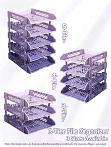 Foldable Plastic File Rack, 3-Tier And 4-Tier Gradient Color Foldable File Tray, Stackable Letter Tray File Organizer Storage Rack, Transparent Desktop File Organizer, Suitable For School Office Home, File Storage Basket Office Desktop Accessories - Gradient File Disk - View 9