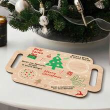 2D Flat 1pc, Vintage Christmas Tray Board - Featuring Santa Claus, Merry Christmas Text, Candy Cane Pattern - Artificial Wood Holiday Decor, Suitable For Tabletop, Mantel Or Gift - Holiday Cookie And Beverage Tray - Christmas Centerpiece, Christmas Decoration, Seasonal Home Decor, Classic Holiday Design, Durable Holiday Decor, Home Entertainment Accessory, 2D Flat - Multicolor - View 4