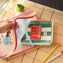 Carpeta con diseño de dibujos animados infantiles, transparente con asa, bolsa impermeable para material escolar, bolsa de almacenamiento de documentos. - Blanco - Ver 4