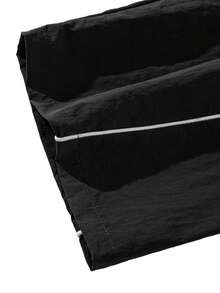 Men's Spring/Autumn Lightweight Colorblock Side Stripe Straight Leg Drawstring Waist Loose Woven Casual Sports Pants - Dark Grey - View 6