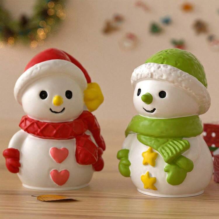 3D雪人矽膠模具，適用於手工DIY聖誕香氛蠟燭、肥皂與蠟模 - 雪人 - 查看 3