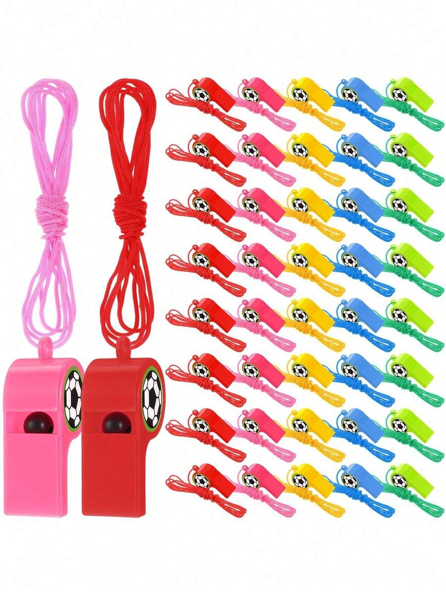 Soccer Whistles With Lanyard, 24PC Mixed Color Sports Party Favors For Kids Birthday, Referee Cheer Props - Whistle - View 1