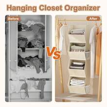 OrdoVault Organizer Penyimpanan Gantung Kapasitas Besar 4 Lapis, Aksesori Lemari, Penyimpanan Terbagi, Aksesori Lemari Berbentuk T, Keranjang Penyimpanan Pakaian, Dapat Dilipat, Multifungsi, Hemat Ruang, Pilihan Ideal Untuk Rumah, Lemari, Penyimpanan dan Pengorganisasian, Dekorasi Kamar Tidur, Kembali ke Sekolah - beraneka warna - View 8