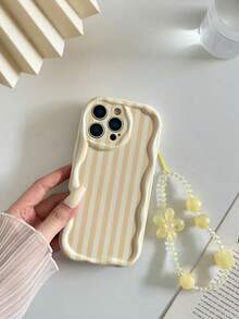 奶油色紋理彩繪波浪邊防震手機殼附鍊條，適用於 iPhone 14、14 Pro、14 Pro Max、13、13 Pro、13 Pro Max、11、11 Pro Max、12、12 Pro、12 Pro Max、XR、7、8、GES2、XS、15、15 Pro、15 Pro Max、16、16 Pro、16 Pro Max、S23、S24、S25、S24 Plus、S25 Plus、A56、A36、A26、A13 4G、A22、A21S、A51 4G、A52、S22 Ultra、A33 5G 系列手機保護殼 - 彩色 - 查看 7