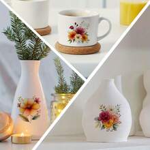 4pcs/Set Watercolor Meadow Boho Flowers Theme Pattern UV Transfer - For Crafts, Mugs, Laptops & Water Bottles, Self-Adhesive Plastic, Mug Decoration, Laptop, Holiday Decorations, Festive Designs, Highquality Prints, Durable - Multicolor - View 4