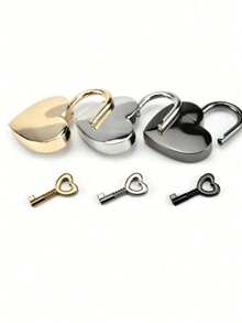 Un juego de candados pequeños con forma de corazón con llaves - Candados de metal con forma de corazón para equipaje, cuadernos, cajones, carteras - Juego de candados decorativos pequeños para bolsos (color de la llave aleatorio) - A - Ver 1