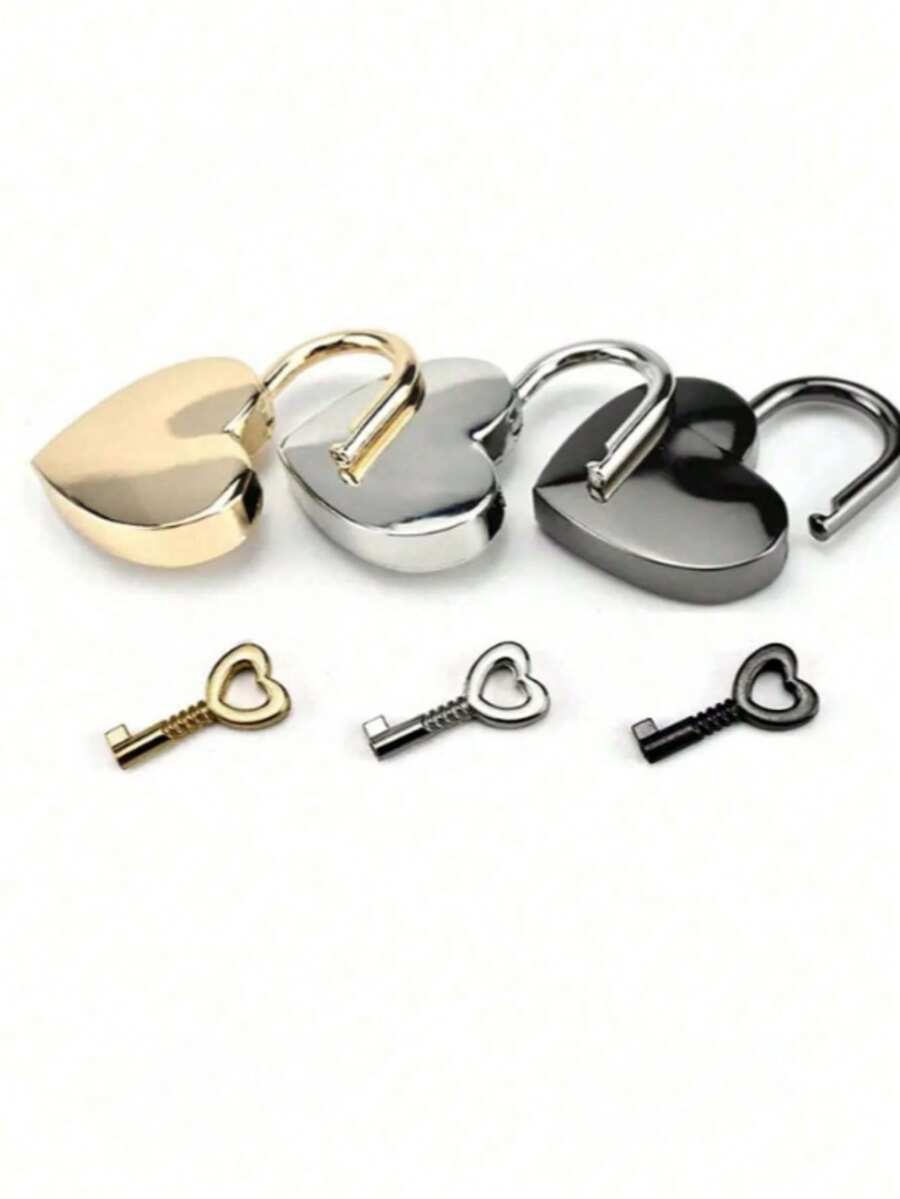 Un juego de candados pequeños con forma de corazón con llaves - Candados de metal con forma de corazón para equipaje, cuadernos, cajones, carteras - Juego de candados decorativos pequeños para bolsos (color de la llave aleatorio) - A - Ver 1
