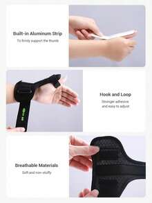 COFOE Adjustable Thumb & Wrist Support Brace, Breathable Mesh Thumb Stabilizer With Removable Aluminum Splint, Soft Fabric And Hook-And-Loop Straps For A Comfortable Fit, Black, Everyday Support - Black - View 5