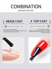 XEIJAYI 15ml No-Wipe Top Coat And Base Gel, Long-Lasting UV Soak-Off 2-In-1 Gel Nail Polish Functional Gel - View 3