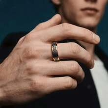 8mm Fashion Gold Peacock Tail Stainless Steel Couple Rings, Comfortable To Wear, Suitable For Daily Wear, Valentine's Day, And Anniversaries - C*1469 - View 8