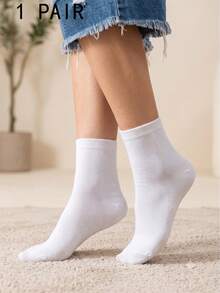 1/5/10 paires de chaussettes accessoires unisexes, chaussettes de sport mi-mollet, style Y2K mignon blanc abordable, chaussettes de chaussures amusantes en cadeau - Blanc - Voir 5