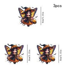 1/2/3pcs Holographic Butterfly Wing Pumpkin Bucket Witch Heat Transfer Sticker, Cartoon Halloween DIY Print, Suitable For T-Shirt, Hoodie, Canvas Bag, Pillow - Multicolor - View 3