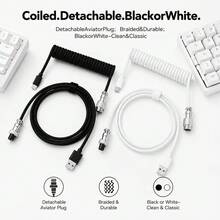 70.87 Inch Stretchable Spiral Keyboard Cable With Detachable Metal Aviation Plug, Double-Layer Braided Durable Type-C To USB-A Cable, Suitable For Mechanical Gaming Keyboards - View 3