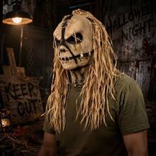 1pc Halloween Burlap Scarecrow Mask Haunted House Escape Room Mystery Bar Party Costume Latex Head Cover - Multicolor - View 2
