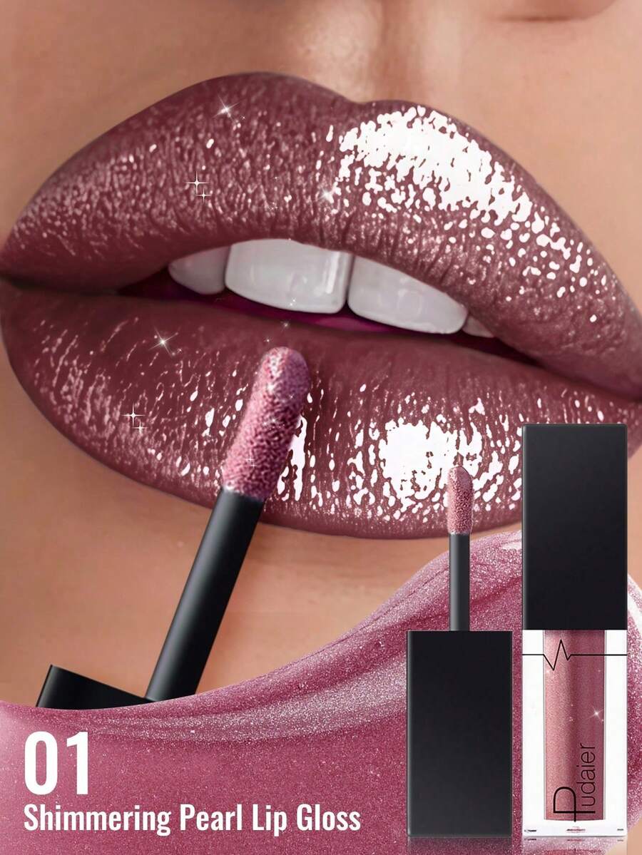 Pudaier Metallic Pearl Liquid Lip Gloss - Diamond Shine Waterproof Liquid Lipstick, Suitable For Daily And Party Makeup, Essential Beauty Tool For Women, Perfect For Parties And Music Festivals - 01 - View 1
