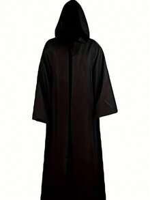 1pc Adult Clothing, Black Hooded Robe, Suitable For Halloween, Designed For Priest Role Play, Loose Fit Horror - Multicolor - View 2