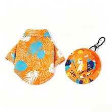 2pcs Dog Summer Sun Protection Set, Breathable Hawaiian Floral Shirt + UV Protection Sun Hat, Beach Vacation Outfit For Small And Medium Dogs - Orange - View 11
