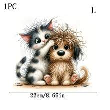 1/2/3pcs Cartoon Cat And Curly Dog Design Heat Transfer Stickers, Washable And Iron-On, Suitable For DIY T-Shirts, Sweatshirts, Hoodies, Jeans, Backpacks, Pillows, Holiday Decorations - Multicolor - View 9