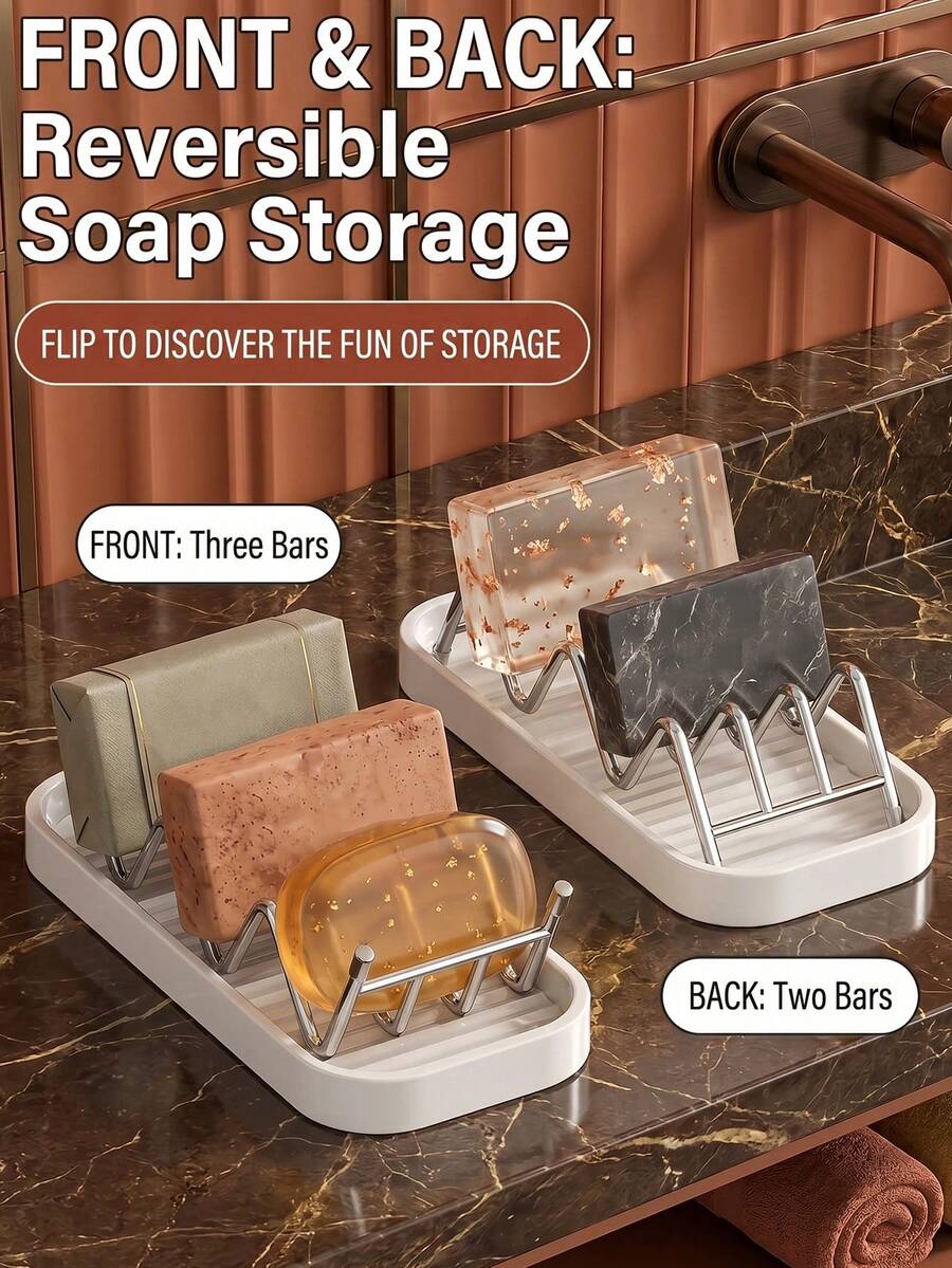 Dual-Sided Flip Design: 3-Bar Storage On Front Side,2-Bar Storage On Back Side To Hold Multiple Soaps At Once.Easy To Disassemble And Clean.Perfect For Bathroom Sink,Shower Counter,Kitchen Sink To Store Facial Soap,Bath Soap And Dish Soap. - Multicolor - View 1