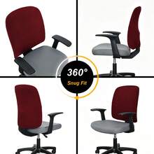 Waffle Texture Computer Chair Back Cover (Burgundy), Gaming Chair Cover, Solid Color High Elasticity, Stain-Resistant Wear-Resistant Dust-Proof Office Chair Cover, 34 Colors Available, Removable Easy To Clean, Anti-Cat Scratch - 1PC - View 5