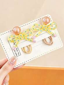 10/5/2pcs/1pc Girls Pearl Polka Dot Transparent Jelly Color Bow Hair Ties Hair Accessories Minimalist Fashion High-End Round Bead Ponytail Elastic Bands High Elasticity No Hair Damage Hair Accessories Suitable For National Day Student Gifts Daily Hair Styling - Multicolor - View 10