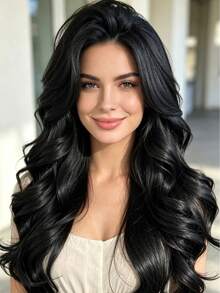 18-30 Inch Long Wavy Clip-In Hair Extensions, 7pcs/Set, Thickened Hair Pieces, Invisible Clip Design, Soft Synthetic Fiber, Black, For Women - Black - View 4