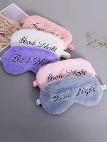 1pc Cute Plush Eye Mask, Soft Comfortable Sleep Eye Mask Travel Accessory, Suitable For Home And Travel Use - Baby Pink - View 3