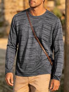 Men's Outdoor Long Sleeve Crew Neck Casual Sports T-Shirt - Light Grey - View 1