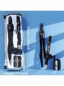 1pc Compass Set With Mechanical Pencil And Compass, Suitable For Fountain Pen/Mechanical Pencil, Exam Drafting Drawing Tool Kit Back To School - Multicolor - View 2