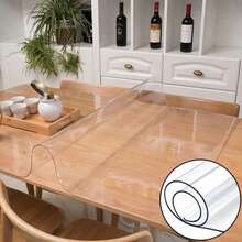 PVC 0.25mm Plastic Outdoor Coffee Table Protector Cover Tablecloth Table Mat Crystal Chair Pad Office Meeting Garden Tablecloth Protector PVC Vinyl Tabletop Non-Slip - White - View 4