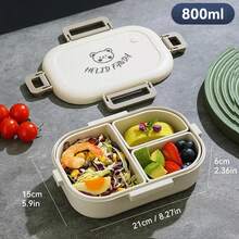 Cute Cartoon Bento Box Adult, PP Plastic Microwavable Lunch Containers, 3 Compartment Food Container, Leak-Proof Divided Meal Prep Containers With Lids, Travel Food Containers, Snack Containers For Student School - Multicolor - View 14