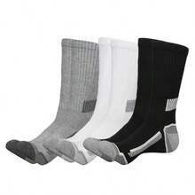 5/10/20 Pairs Random Style Men's Comfortable Colorblock Mid-Calf Socks, Breathable Sports Socks With Anti-Slip Silicone, Suitable For Spring And Autumn - Multicolor - View 5