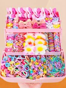 650/10 Stücke Set rosa Schmetterling Haarzubehör, hoch elastische Haargummis, verschiedene Stile Haarspangen, süß und niedlich - geeignet für Mädchen und Frauen, Alltag, Schule, Urlaub, Verabredung - Verschiedenfarbig - Übersicht 14