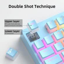 MageGee 130 Teclas Pudding, Juego de Teclas PBT Personalizable, Altura OEM, Compatible con Teclados 100%, 75%, 65%, 60%: Pudding Azul - Azul - Ver 2