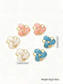 6pcs Twisted Enamel Stud Earrings Set, Soft Macaron Daily Accessories, Anniversary Gift - Multicolor - View 4