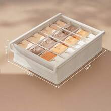1pc Foldable Drawer Storage Box Set With Lid And Hook And Loop, Space-Saving Underwear Bra Socks Organizer, Suitable For Closet And Dorm, Natural Beige, Suitable For Easter, Wardrobe Storage,Bedroom Room Decor,Back To School - Beige - View 12