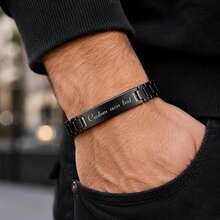 Personalized Stainless Steel Engraved Bracelet, Customized Men's Bracelet, Customized Engraved Bracelet, Men's Bracelet. Customized Chain Bracelet Gift - Multicolor - View 5