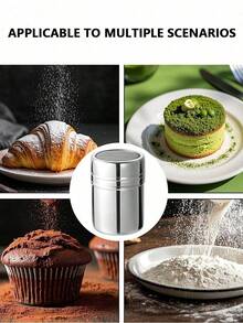 Stainless Steel Fine Mesh Spice Shaker, Stainless Steel Fine Mesh Powder Sifter, Available In Small/Medium/Large Sizes, Portable And Easy To Use, Suitable For Barbecue, Can Be Used To Sprinkle Spices, Cocoa Powder, Cinnamon Powder, Coffee Powder - Multicolor - View 4