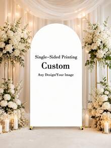 Personalized Custom Text Elastic Arch Background Banner - Custom Backdrop For Weddings, Birthdays And Events, Suitable For Domes, Multiple Sizes Available, Polyester Material, No Power Required, Perfect For Christmas, Halloween, Valentine's Day, Mother's Day And More, Event Background | Modern Arch Design | Polyester Elastic -- (Arch Not Included, Fabric Backdrop Only) - Multicolor - View 4