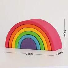 Children's Wooden Rainbow Building Blocks, Early Education Stacking Toy, Open-Ended Creative Thinking And Logic Training Toy, Creative Stacking Toy For Various Shapes, Educational Brain Development Toy For Kids - Color - View 7