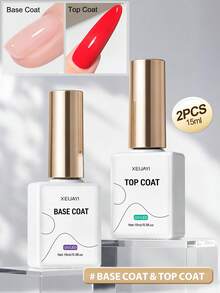 XEIJAYI 15ml No-Wipe Top Coat And Base Gel, Long-Lasting UV Soak-Off 2-In-1 Gel Nail Polish Functional Gel - View 2