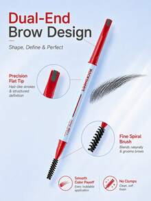 ROCK SWEET Ultra-Fine Eyebrow Pencil, Waterproof And Smudge-Proof, One-Stroke Definition, Suitable For Beginners, 1+1 Large Capacity, 2 Colors Available - 01#Natural Grey Black - View 4