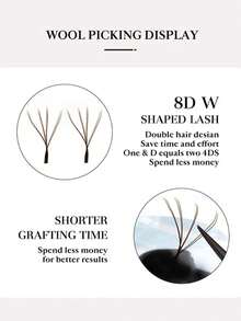 DeceMars 8D W Shaped Eyelashes Extensions C D Dd Curl 0.07mm Brown 8-15mm 12 Rows One Tray - View 4