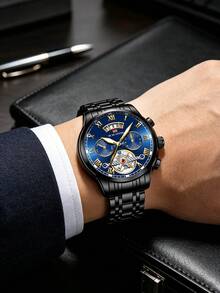VA VA VOOM Brand Men's Watch, Stainless Steel Fashion Strap, Analog Tourbillon Design, Calendar Movement, Business Men's Quartz Watch - one-size - View 7
