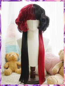 Short Pink And Purple Gradient Heat Resistant Synthetic Cosplay Wig For Anime Characters Halloween Role Play Party Layered Fluffy Style With Natural Curl Ends - Two-Tone - View 10