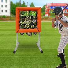 Portable Heavy Duty Baseball Practice Net, Stable T-Shaped Stand Baseball Pitching Net With Ground Stakes For Softball Training - Orange - View 1